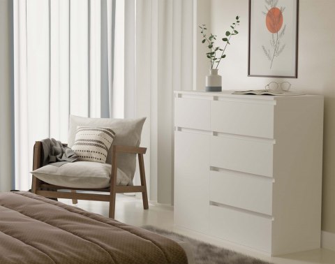 Komoda Biała z Szufladami Szafka Do Salonu Sypialni 100x93x40 cm Lilia 5S1D