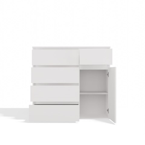 Komoda Biała z Szufladami Szafka Do Salonu Sypialni 100x93x40 cm Lilia 5S1D