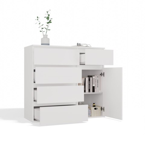 Komoda Biała z Szufladami Szafka Do Salonu Sypialni 100x93x40 cm Lilia 5S1D