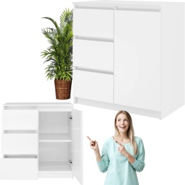 Komoda Biała Szafka z Szufladami do Salonu 80x75x40 3 szuflady Lilia 1D3S