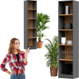 Regał Na Książki Segregatory Półka x5 Biurowy Do Salonu R40CM Antracyt Art