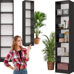 Regał Na Książki Segregatory Półka x5 Biurowy Do Salonu R40CM Czarny
