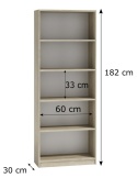 Regał Na Książki Segregatory Półka x5 Biurowy Do Salonu R60CM Dąb Sonoma