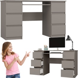 Biurko Komputerowe 130 cm z 6 Szufladami Blat Szkolne Solidne Karol Glina
