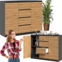 Komoda Szafka z Szufladami Lilia 2D4S 120cm Do Salonu Duża Antracyt Artisan