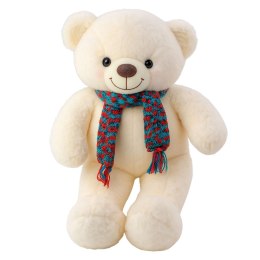Pluszowa Maskotka Przytulanka Miś Kolorowy Szalik Wełniany Biały 55cm