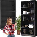 Regał Na Książki Segregatory Półka x5 Biurowy Do Salonu R80CM Czarny Matowy