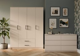 Szafa Garderoba Rita 160 cm 2 Szuflady Półki Drążek Duża Kaszmir Beż
