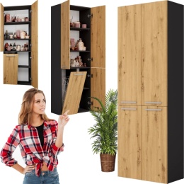 Szafka Łazienkowa Stojąca Słupek Antracyt Artisan z koszem 60 cm Lena 1KDD