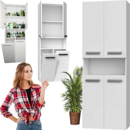 Szafka Łazienkowa Stojąca Słupek Biała Mat z koszem 60 cm Lena 2KDK