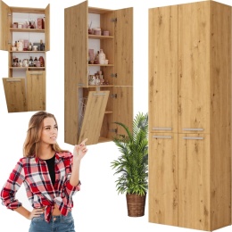 Szafka Łazienkowa Stojąca Słupek Dąb Artisan z koszem 60 cm Lena 1KDD
