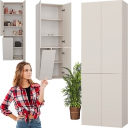 Szafka Łazienkowa Stojąca Słupek Kaszmir z koszem 60 cm Lena 1KDD Tip-On