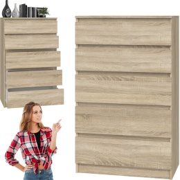 Komoda z 5 Szufladami Duża Do Salonu 70x109x40 cm Sonoma Lilia L5 Pojemna