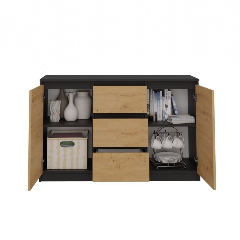 Komoda Szafka z Szufladami 120x75x40 Do Salonu Antracyt Artisan Lilia 2D3S