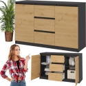 Komoda Szafka z Szufladami 120x75x40 Do Salonu Antracyt Artisan Lilia 2D3S