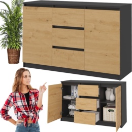 Komoda Szafka z Szufladami 120x75x40 Do Salonu Antracyt Artisan Lilia 2D3S