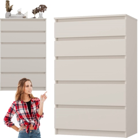 Komoda z 5 Szufladami Duża Do Salonu 70x109x40 cm Kaszmir Lilia L5 Pojemna