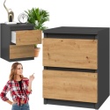 Szafka Nocna Stolik Nocny 2 Szuflady 30 cm Do Sypialni Antracyt Lilia L2