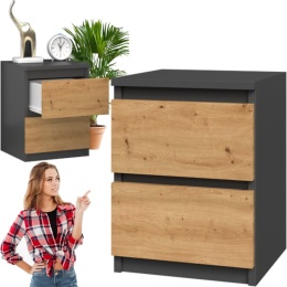 Szafka Nocna Stolik Nocny 2 Szuflady 30 cm Do Sypialni Antracyt Lilia L2