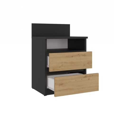 Szafka Nocna Stolik Nocny 2 Szuflady 40 cm Do Sypialni Antracyt Lilia L1