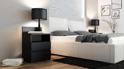 Szafka Nocna Stolik Nocny 2 Szuflady 40 cm Do Sypialni Czarna Lilia L1