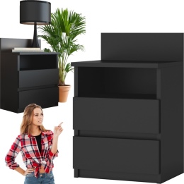 Szafka Nocna Stolik Nocny 2 Szuflady 40 cm Do Sypialni Czarna Lilia L1