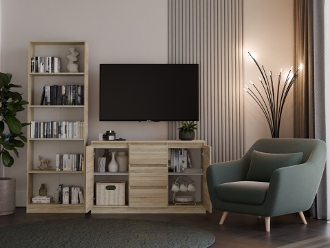 Komoda Szafka z Szufladami 120x75x40 cm Do Salonu Duża Sonoma Lilia 2D3S