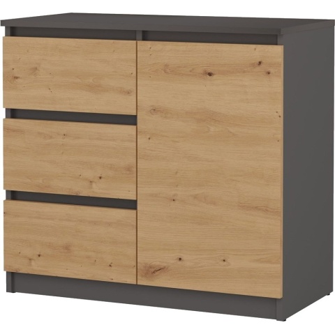 Komoda Szafka z Szufladami Antracyt Artisan do Salonu 80x75x40 Lilia 1D3S