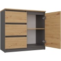 Komoda Szafka z Szufladami Antracyt Artisan B do Salonu 80x75x40 Lilia 1D3S