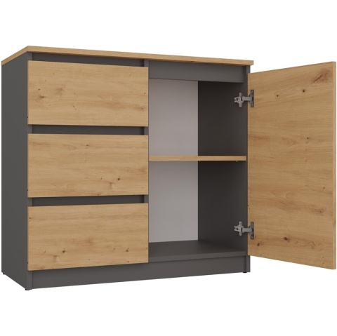 Komoda Szafka z Szufladami Antracyt Artisan B do Salonu 80x75x40 Lilia 1D3S