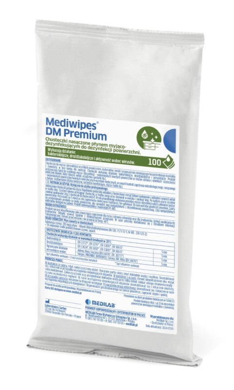MEDIWIPES DM PREMIUM WKŁAD 100szt Chusteczki do delikatnych powierzchni