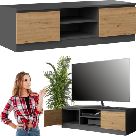Szafka RTV Komoda Pod Telewizor Stolik Półka Antracyt Artisan Lilia 120 cm