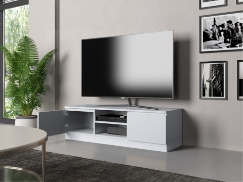 Szafka RTV Biała Komoda Pod Telewizor Stolik Półka Lilia 120 cm Stojąca