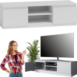 Szafka RTV Biała Komoda Pod Telewizor Stolik Półka Lilia 120 cm Stojąca