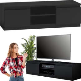 Szafka RTV Komoda Pod Telewizor Stolik Półka Czarna Lilia 120 cm Stojąca