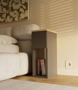 Szafka Nocna Stolik Nocny Półka Szuflada Antracyt Do Sypialni Pico 20 cm