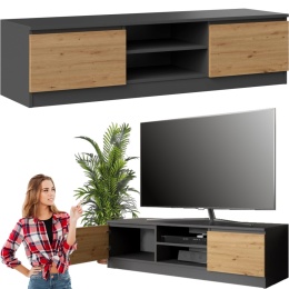Szafka RTV Komoda Pod Telewizor Stolik Półka Antracyt Artisan Lilia 140 cm