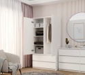 Szafa Biała Garderoba 2D2S 90 cm 2 Szuflady 4 Półki Drążek Duża Dwudrzwiowa