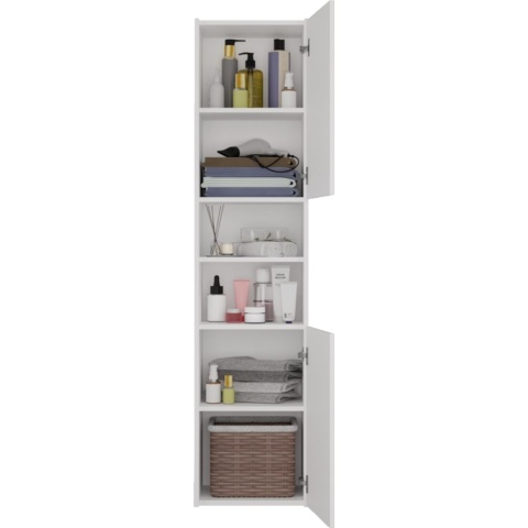 Szafka Łazienkowa Stojąca Słupek Regał Półka 40x170x30 cm do łazienki Biała