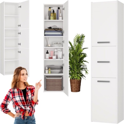 Szafka Łazienkowa Stojąca Słupek Regał Półka PZ 40x170x30 do łazienki Biała