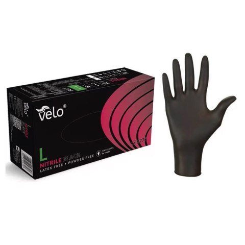 VELO BLACK rozm. L (a'100szt.) Rękawice nitrylowe, bezpudrowe