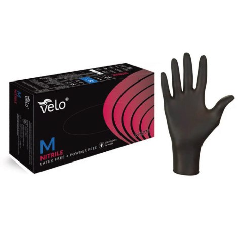 VELO BLACK rozm. M (a'100szt.) Rękawice nitrylowe, bezpudrowe