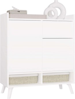 Komoda Biała Kalina 80x92x35 cm Szafka 2 Szafki 1 Szuflada Na Nóżkach