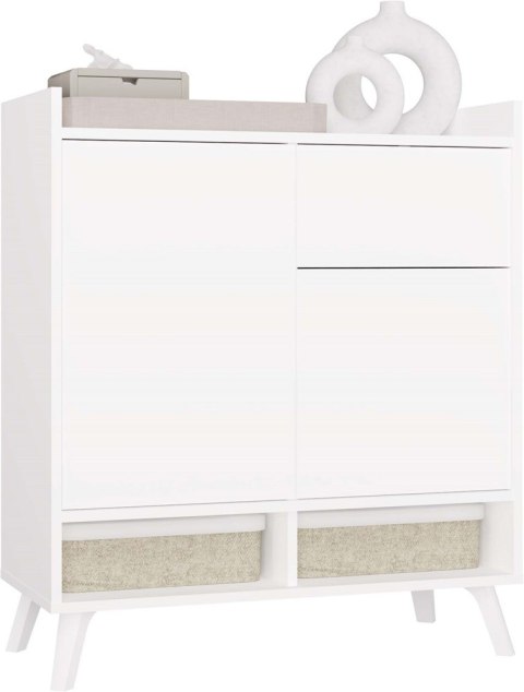 Komoda Biała Kalina 80x92x35 cm Szafka 2 Szafki 1 Szuflada Na Nóżkach
