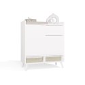 Komoda Biała Kalina 80x92x35 cm Szafka 2 Szafki 1 Szuflada Na Nóżkach