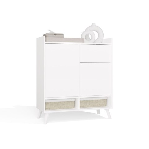 Komoda Biała Kalina 80x92x35 cm Szafka 2 Szafki 1 Szuflada Na Nóżkach