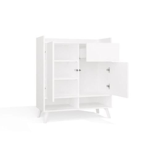 Komoda Biała Kalina 80x92x35 cm Szafka 2 Szafki 1 Szuflada Na Nóżkach