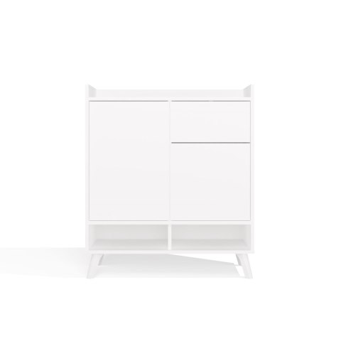 Komoda Biała Kalina 80x92x35 cm Szafka 2 Szafki 1 Szuflada Na Nóżkach