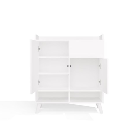Komoda Biała Kalina 80x92x35 cm Szafka 2 Szafki 1 Szuflada Na Nóżkach