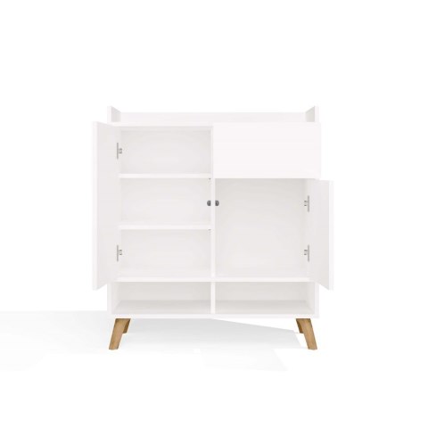 Komoda Biała Kalina 80x92x35 cm Szafka 2 Szafki 1 Szuflada Na Nóżkach
